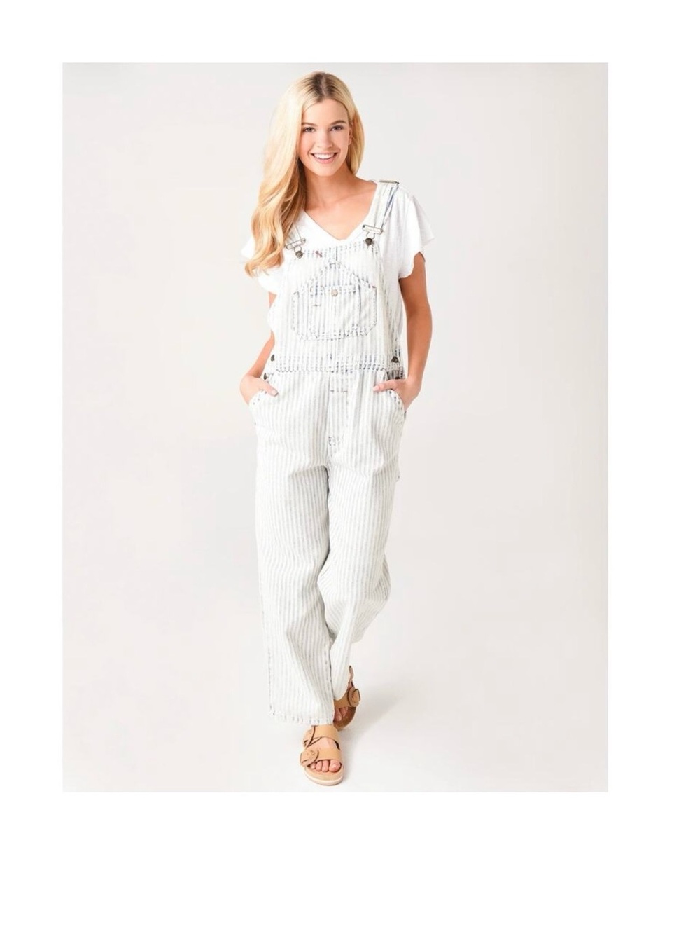Faherty Women's Topsail Stripe Overall Straight Leg Size Small